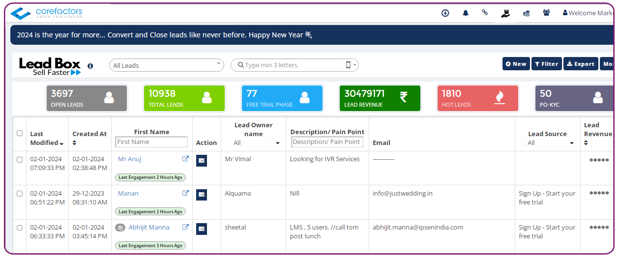 Auto capture leads from different sources with Corefactors CRM