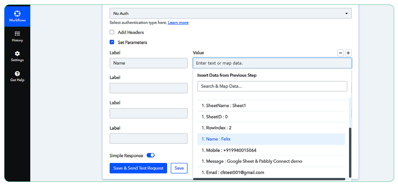 Label and Value Mapping on Pabbly Connect