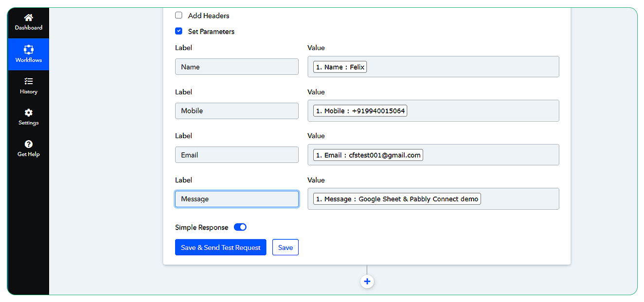 Filled Label and Value parameters