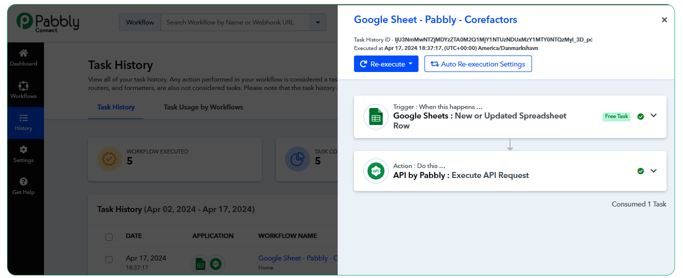 Send Data from Google Sheets to Corefactors Lead Box Using Pabbly Connect: A User Guide