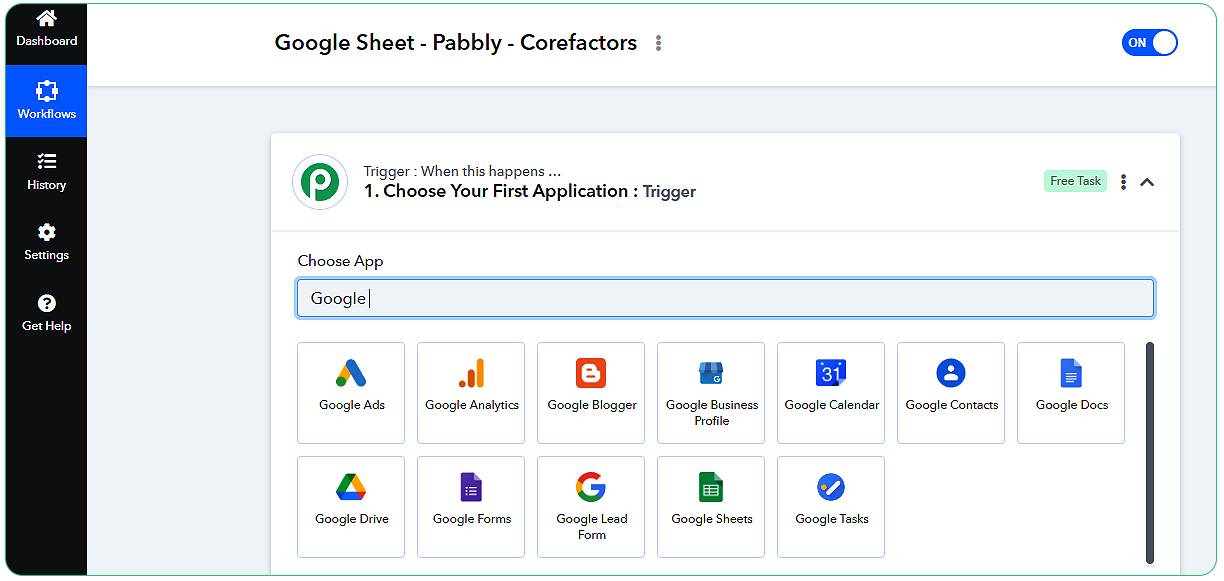 Send Data from Google Sheets to Corefactors Lead Box Using Pabbly Connect: A User Guide