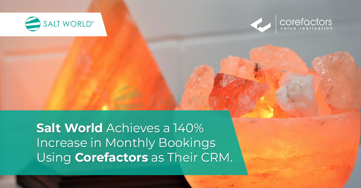 Salt World Achieves a 140% Increase in Monthly Bookings Using Corefactors as their CRM.