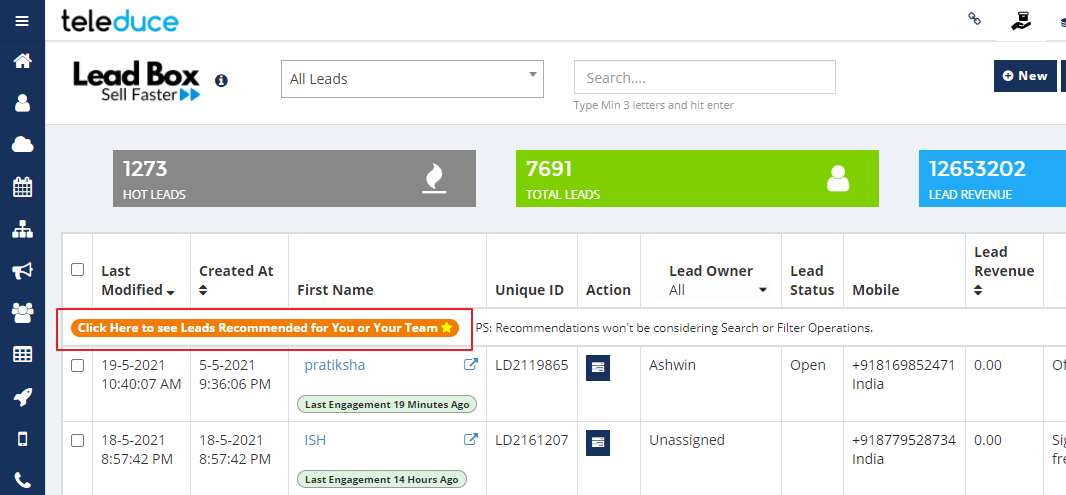 Recommended Leads and better UI