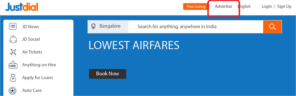 Advertise on Justdial