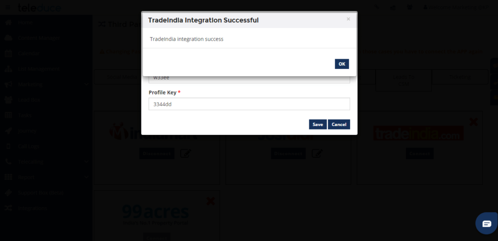 tradeindia integration successful