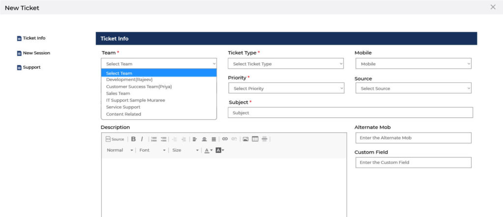 creating new ticket in teleduce